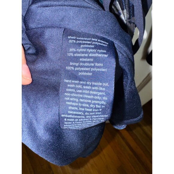 Tommy Hilfiger Floral Wrap Dress‎ Size 8 Navy Blue Grey Sexy Stretch Velvet Cute - Picture 8 of 8